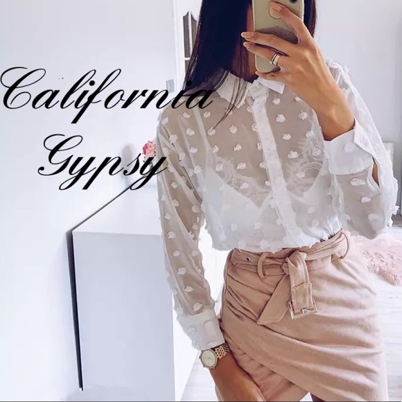 Chenille Polka Dot Boho Chic Blouse - Picture 11 of 16